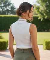 Comprar regata canelada feminina gola alta em malha confortável e ajustada para looks casuais e trabalho barato ou em promoção